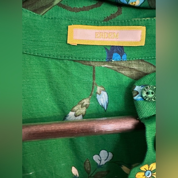 ERDEM Green Asymmetrical Floral Dress - Picture 5 of 7